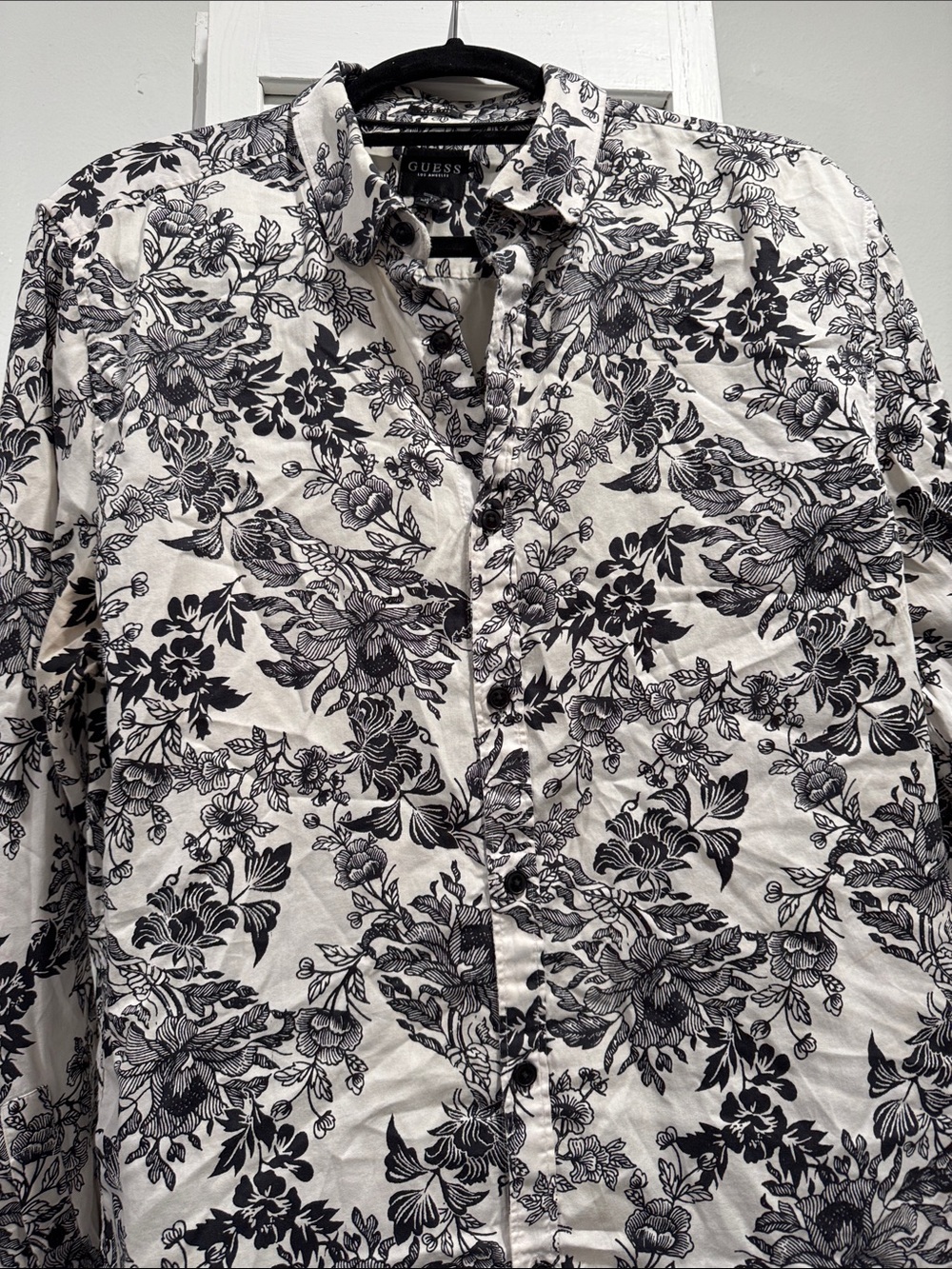 GUESS Black & White Floral Shirt